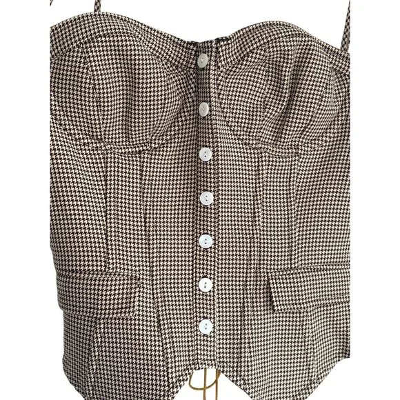 GUIZIO Edith Corset in Cafe Medium New Womens Sleeveless Tank Top